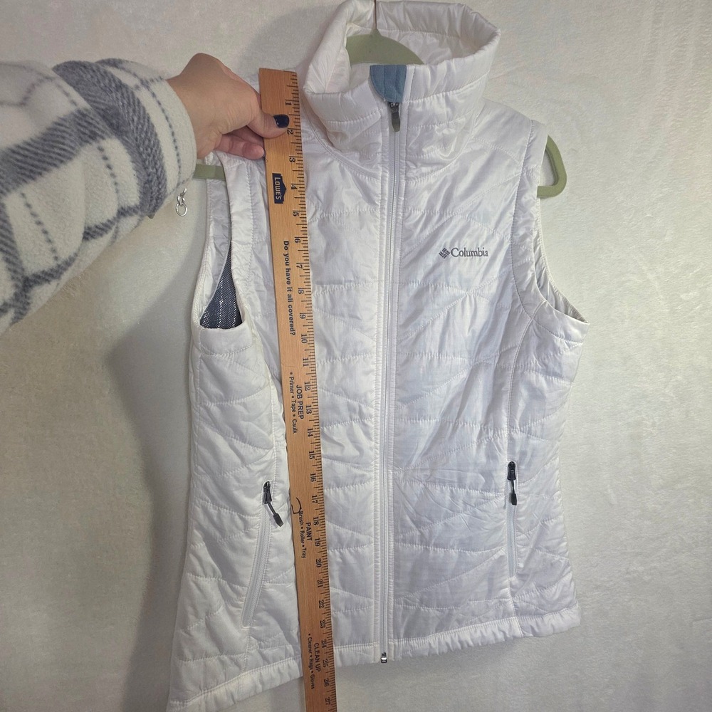Columbia Omni-Heat White Quilted Puffer Vest Womens Medium Full Zip Insulated - Picture 4 of 16